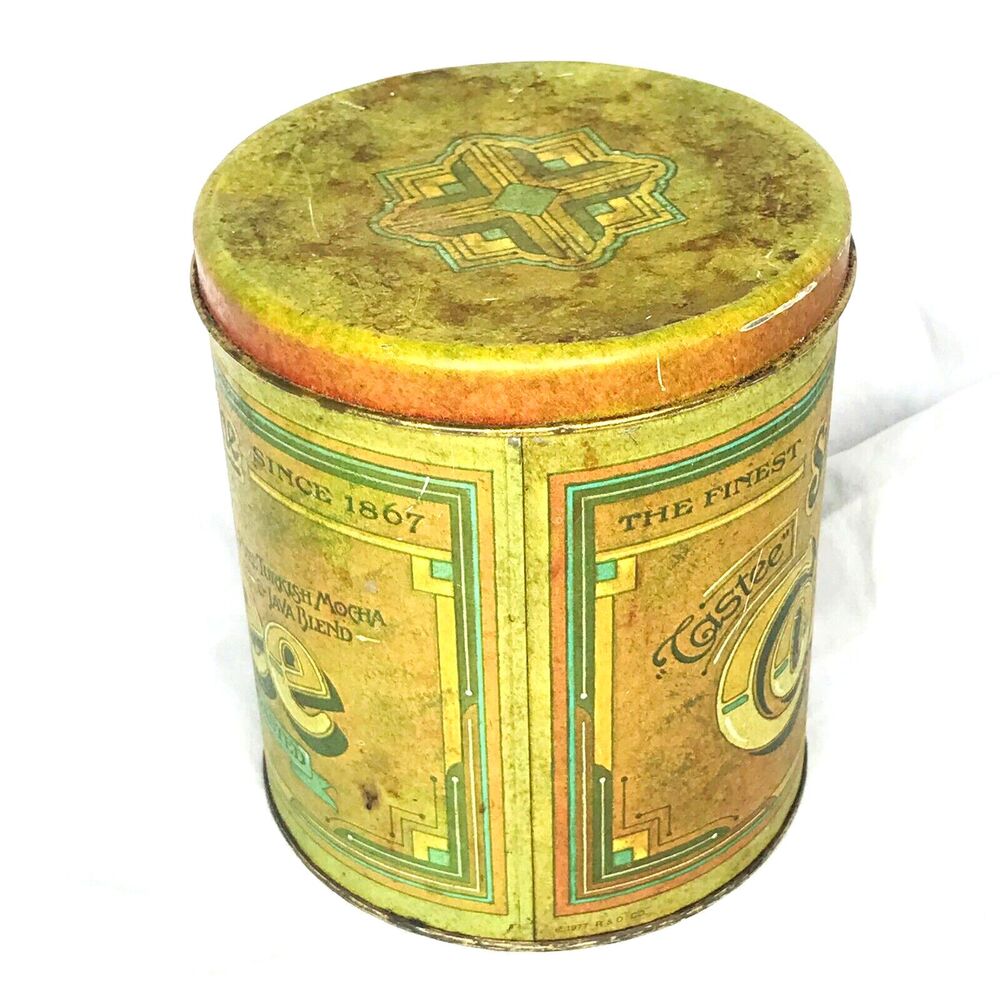 Sunshine Brand Vintage Coffee Tin Yellow Metal 6 in Ballonoff Cleveland Ohio USA - Picture 9 of 12